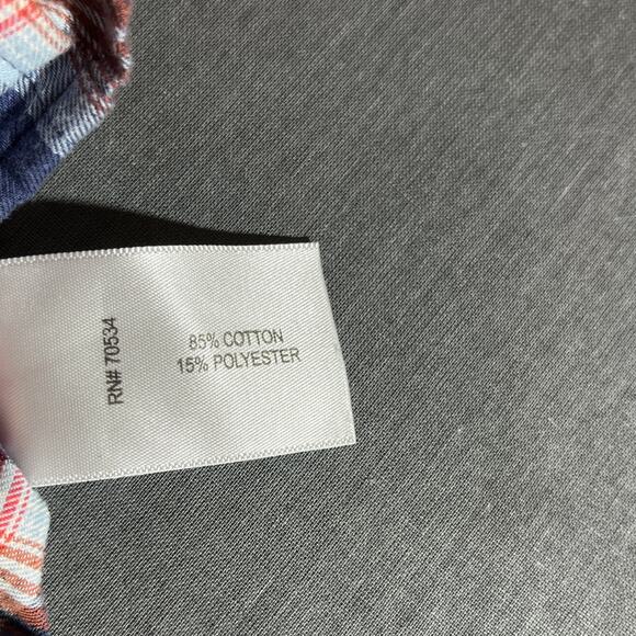 Orvis Shirt Mens Large Red Blue Plaid Button Down Long Sleeves Classic Fit - Picture 6 of 9